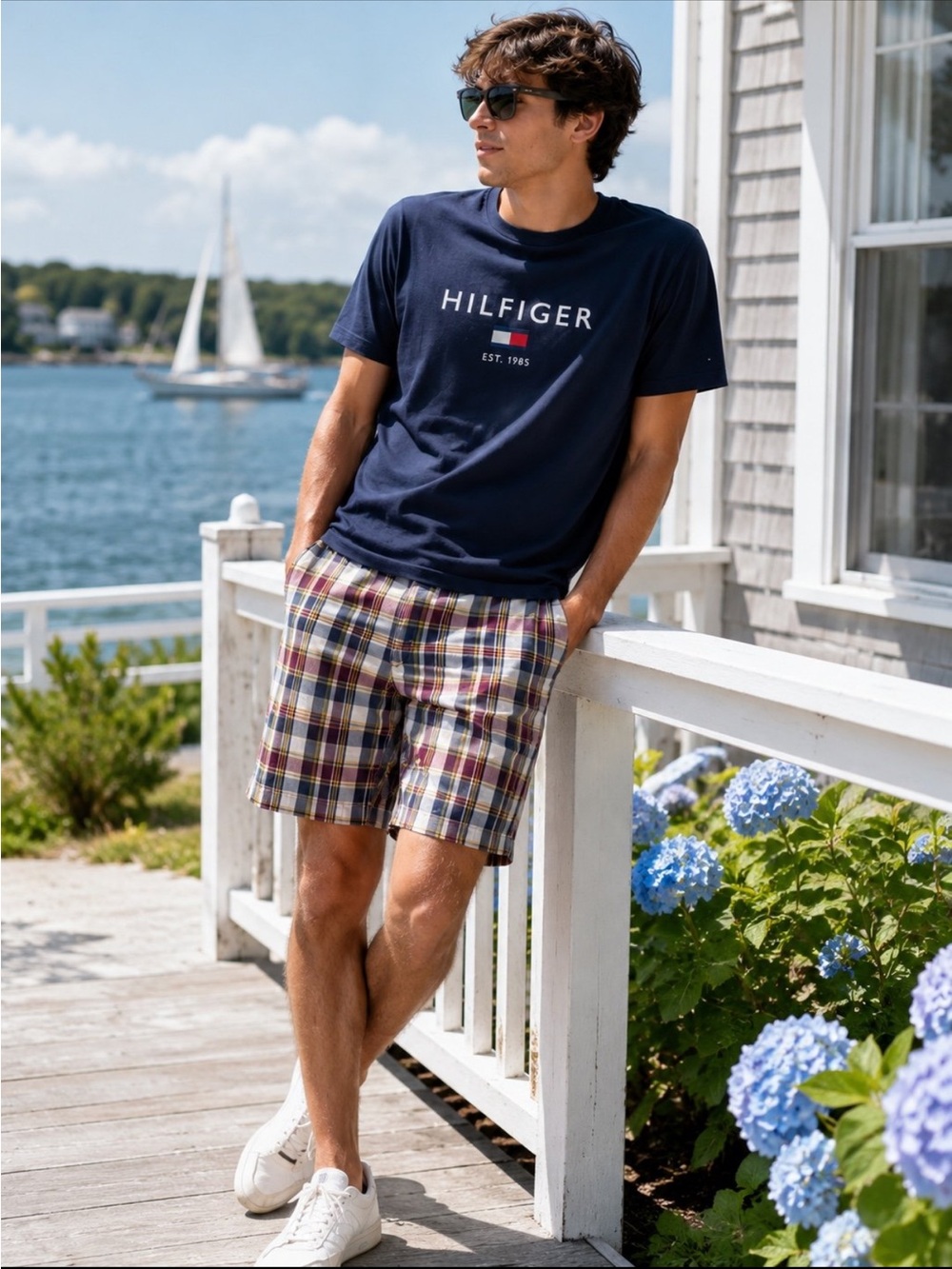 Vintage Y2K Tommy Hilfiger Plaid Bermuda Mens Shorts Casual Preppy Summer Style